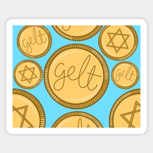 Hanukkah Gelt Chocolate Coins Cartoon Pattern, made by EndlessEmporium Sticker